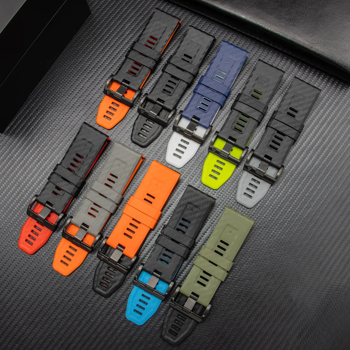 Carbon Fiber Silicone Quick Release Watch Band Replacement Strap