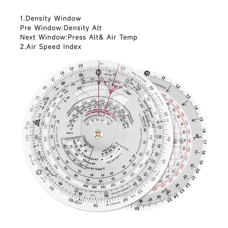 AC88-Diameter Circular Flight Computer, Flight Computer Calculator Standard Training Student Use IFR VFR