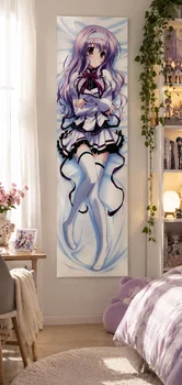 Anime Girl Dakimakura-Style Tapestry, White & Purple Uniform, Soft Bedroom Decor 1