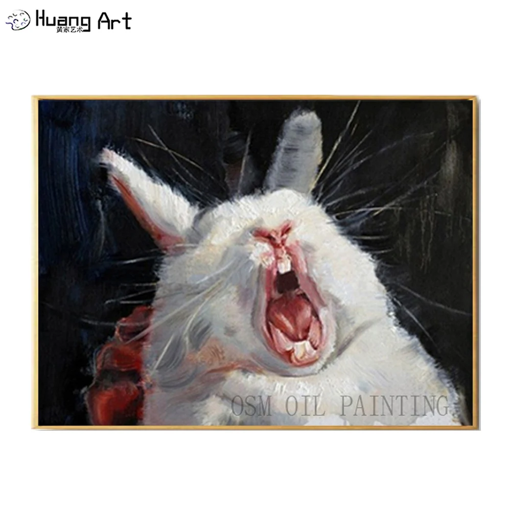 

Professional Artist Hand-painted Funny Animal Crazy Rabbit Oil Painting For Decoration Abstract Funny Rabbit Oil Painting