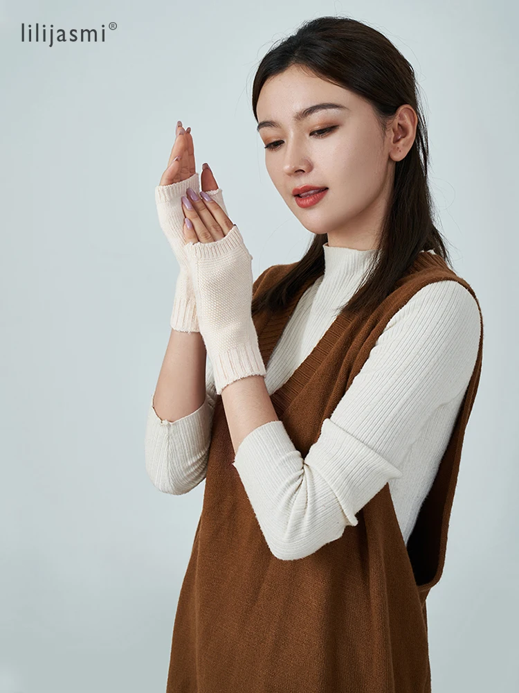 Dameswanten Volledige Vinger Thermisch Touchscreen Vrouwen Gebreide Wol Open Vinger Handschoenen Faux Wol Half Vinger Korte Warme Handschoenen Wanten voor Vrouwen Koud Weer Verwarmd Winter, D, A