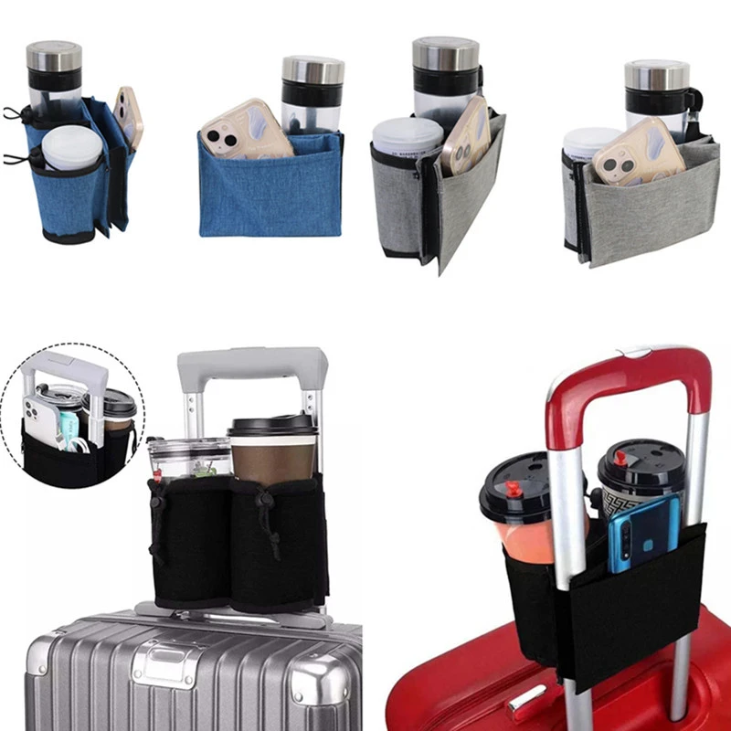 Luggage Travel Cup Holder Portable Drink Caddy Bag Hold Two Coffee Mugs