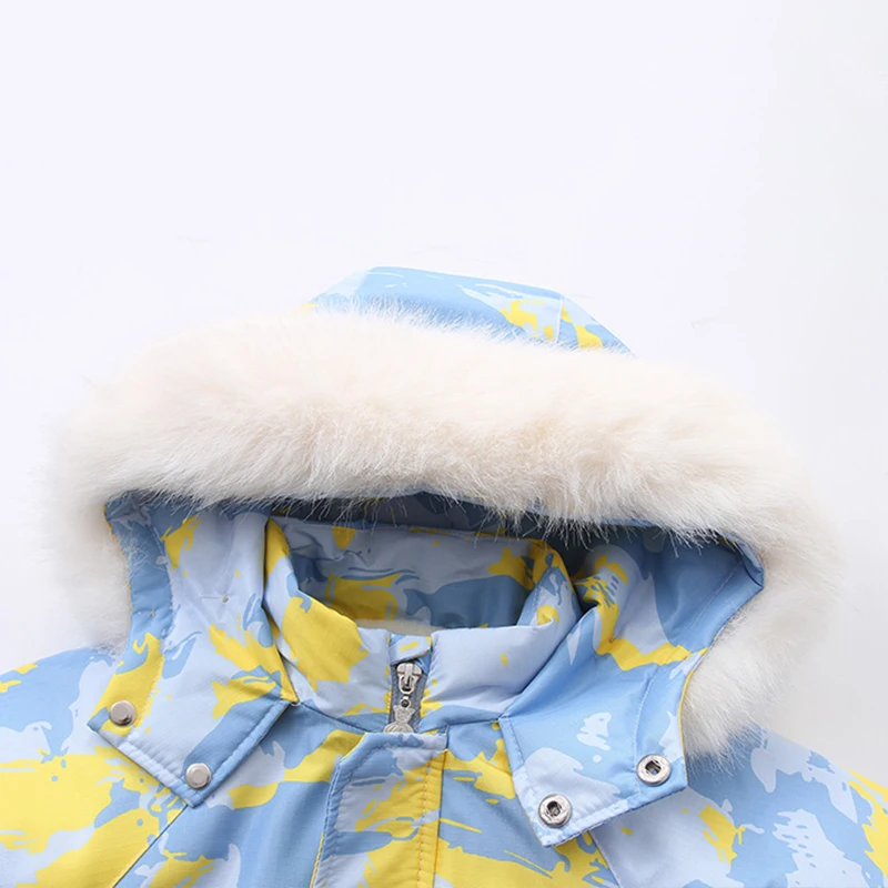 Baby Winter Ski Suit Thicken Baby Jumpsuit Warm Children Clothing Set Waterproof Hooded Boys Overalls Girls Snowsuit