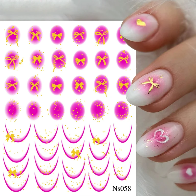3D White Bowknot Flower Nail Art Sticker Ultra-thin Self-Adhesive Slider Summer Nail Art Decal Decoration DIY Manicure Accesorie 5