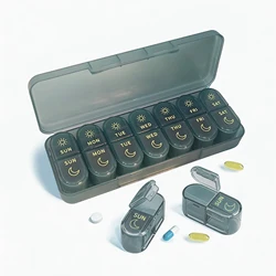 Compact 7 - Day Daily Pill & Vitamin Organizer with Secure Compartments (Deep Blue 1pack)