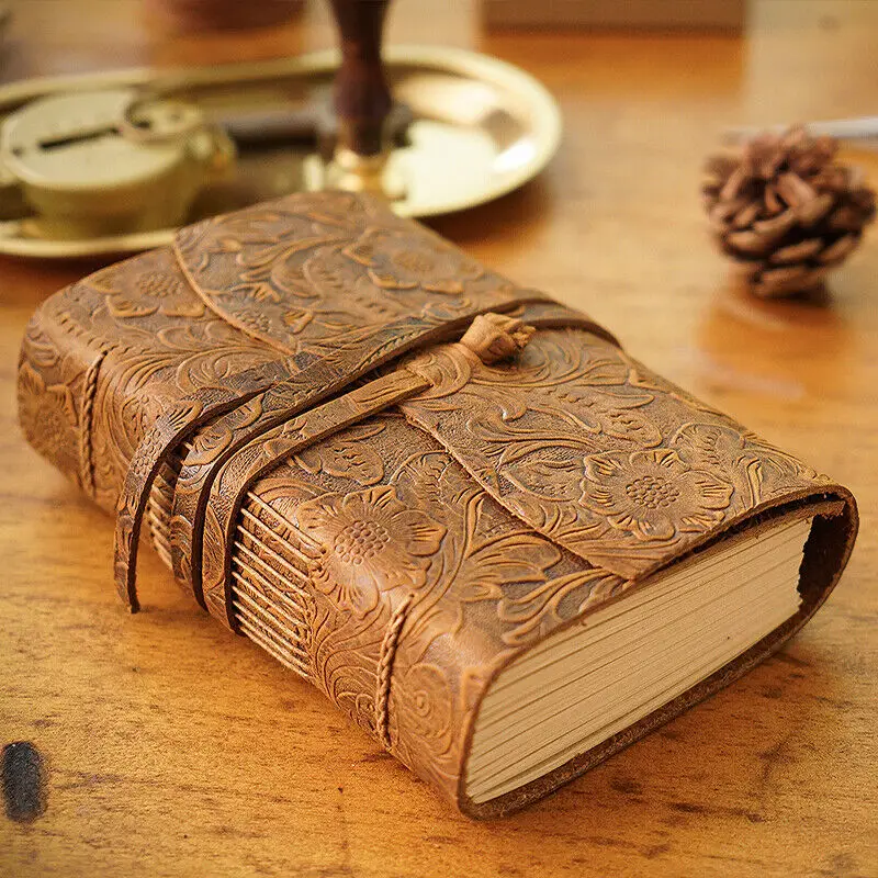 Retro Leather Notebook Diary Blank Notebook Travel Notepad Writing Journal Thickened Sketchbook Office Stationery Supplies kraft paper creative letter classroom accessories writing supplies retro flower decor