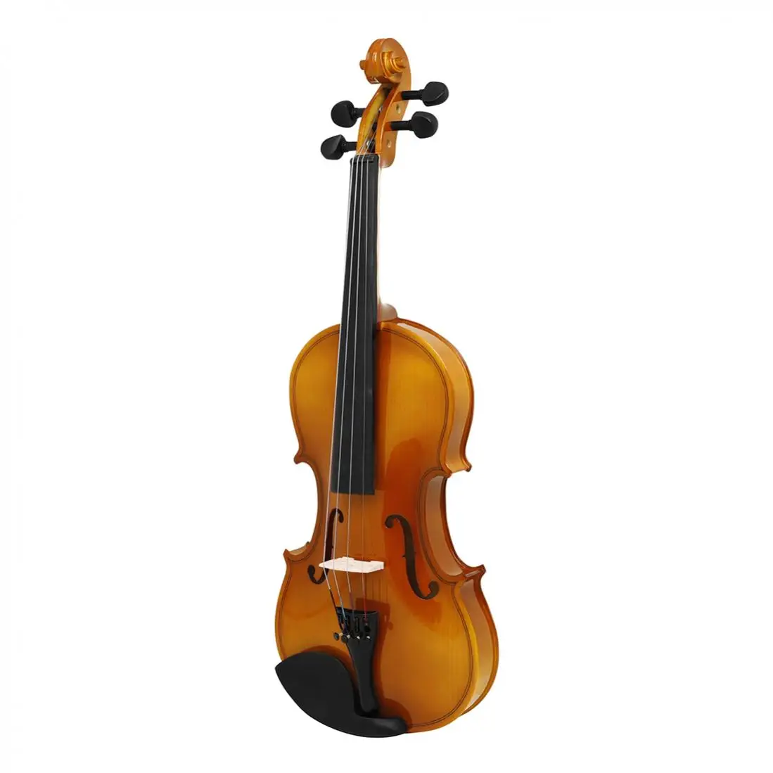 4/4 3/4 1/2 1/4 1/8 Bright Solid Wood Acoustic Violin for Beginners with Case & Bow, Ebony Chin Rest Natural Color Fiddle
