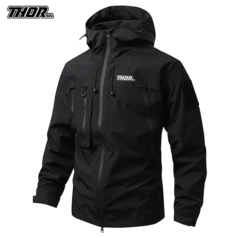 THORSOL 2025 New Male Mountain Bike Outdoor Hooded Coat Cycling Jackets Motorcycle Windbreaker MTB Bicycle Rompevientos Ciclismo