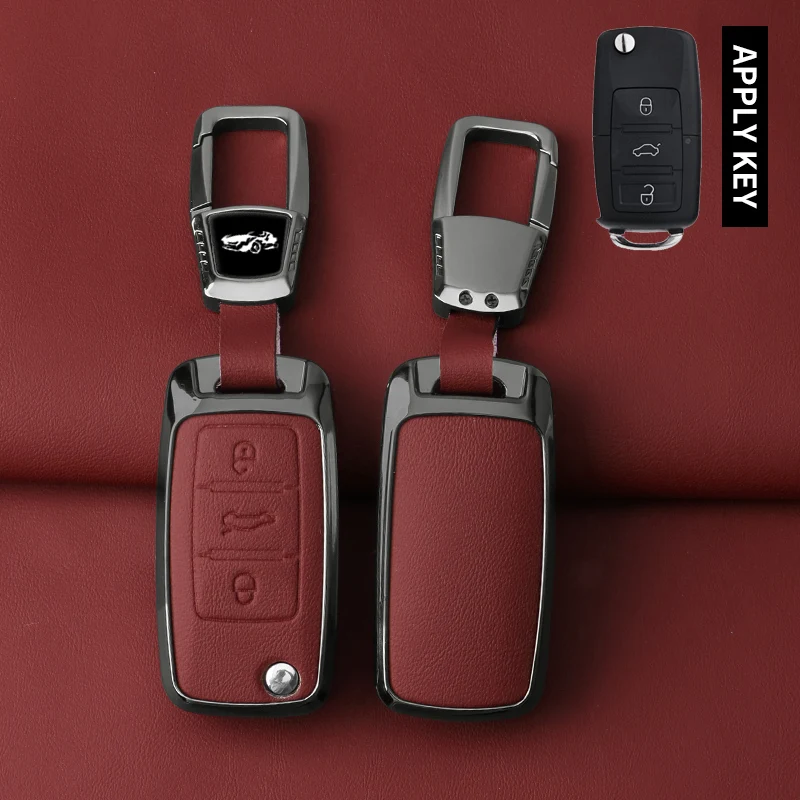 Durable Metal Alloy Leather Key Case Cover