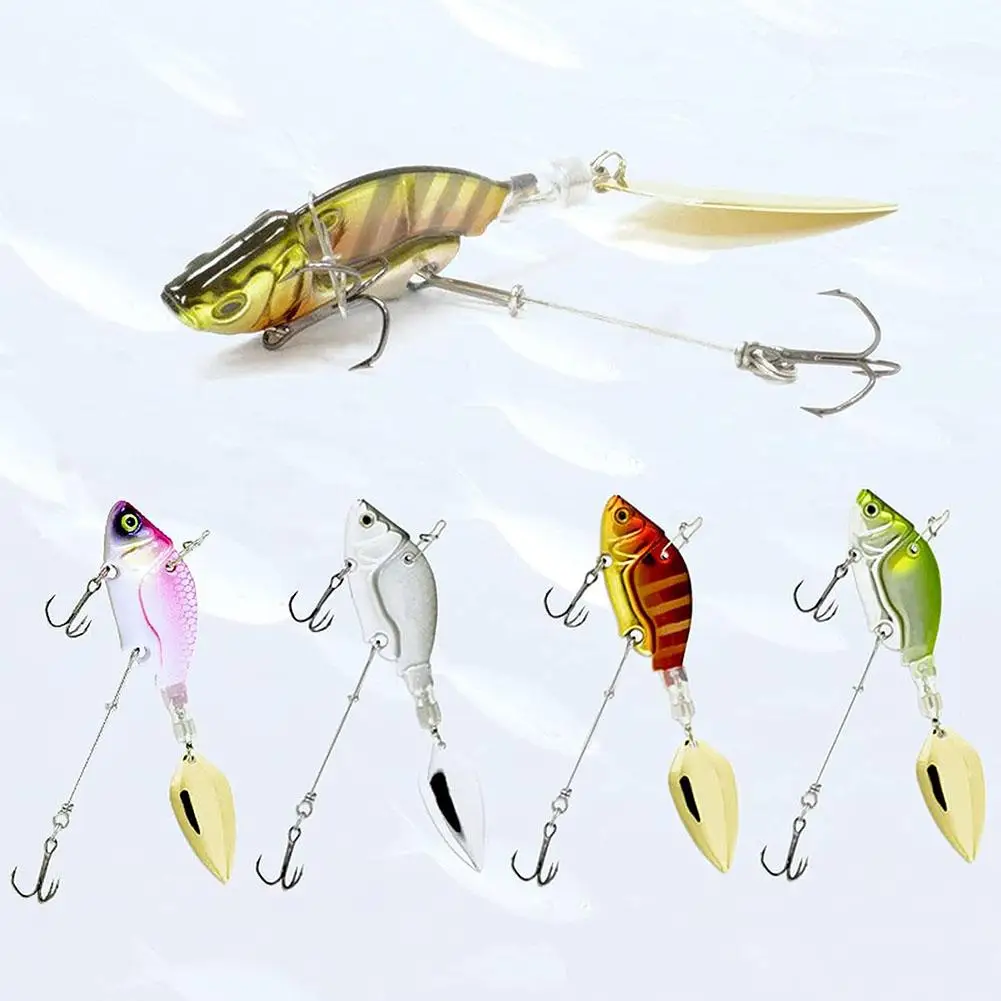 

44mm 13.6g Vib Fishing Lures Tail Spinners Metal Lure Blade Baits For Bass Long Cast Trout Pike Freshwater Saltwater Fake Baits