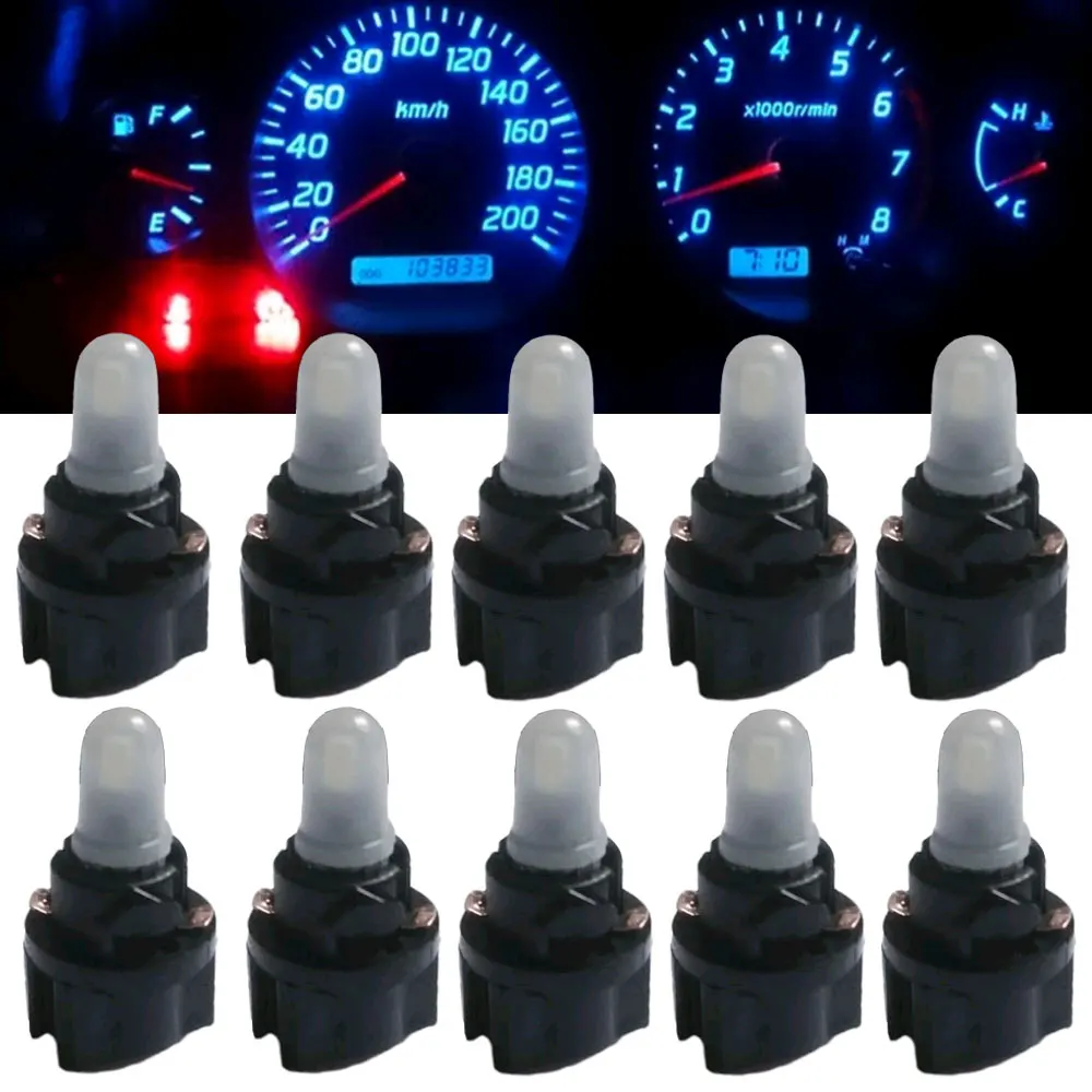 

10Pcs Auto Panel Lights T5 T6.5 W1.2W LED Bulb Canbus Dashboard Instrument Lighting 12V 3000K 6000K White Red Ice Blue Lights