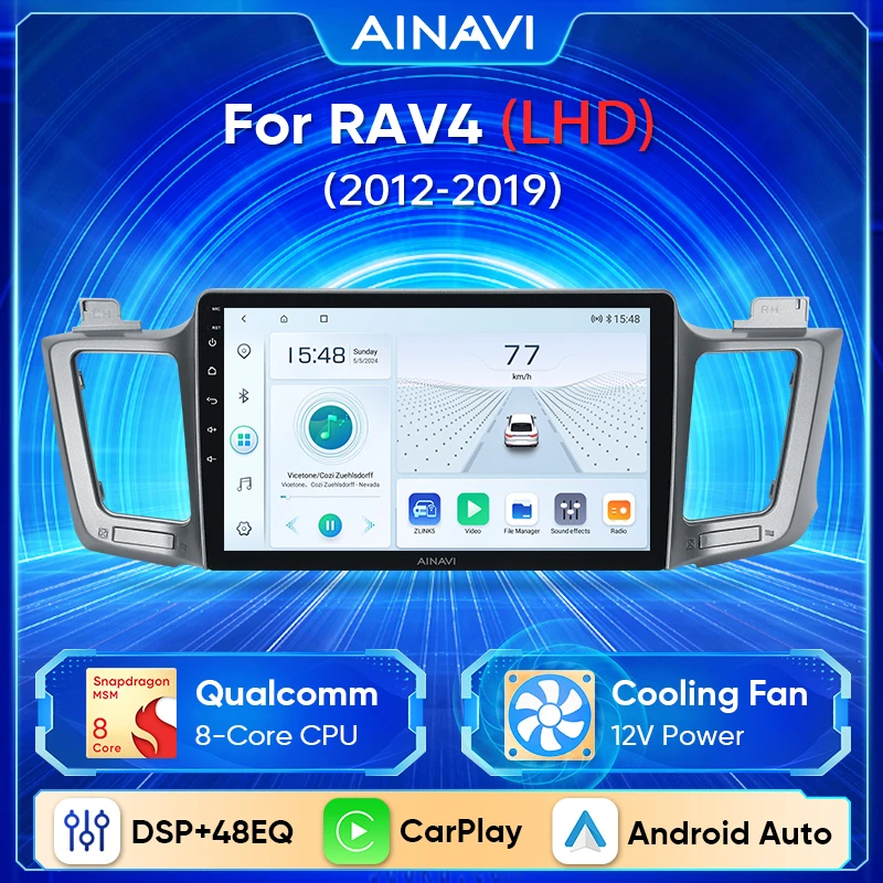 Ainavi 2Din Android 13 Car Radio For Toyota RAV4 RAV 4 XA40 2012- Multimedia Player Stereo Carplay Android Auto 4G Wifi DSP