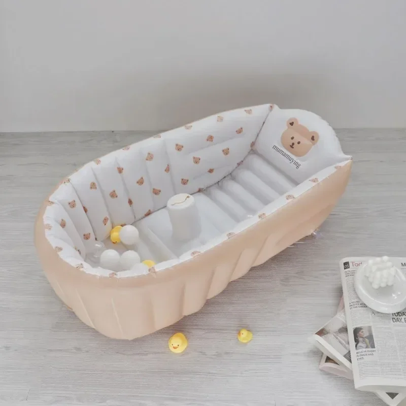 Baby Inflatable Bathtub, Portable Baby Bath Tub Non-slip Travel Bathtub Mini Air Swimming Pool Child Thick Folding Shower Tub