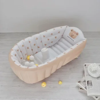 Baby Inflatable Bathtub, Portable Baby Bath Tub Non-slip Travel Bathtub Mini Air Swimming Pool Child Thick Folding Shower Tub