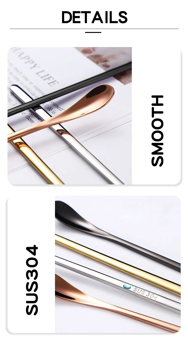 Description Picture 5 of itemLong Handle Coffee Stir Spoon 304 Stainless Steel Teaspoon Dessert Ice Scoops Cocktail Spoon for Picnic Party Kitchen Bar Tools
