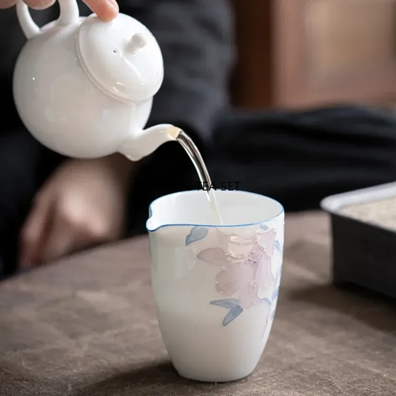 210ml ceramic tea sea cup handmade three-dimensional relief flower household  set tea strainer