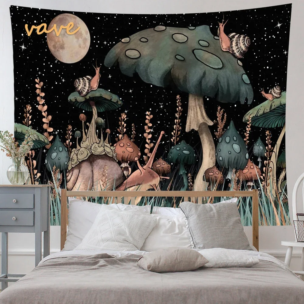 Vintage Psychedelic Mushroom Tapestry, Wall Hanging, Hippie, Boho, Large Fabric, Aesthetic Bedroom, Room Decor