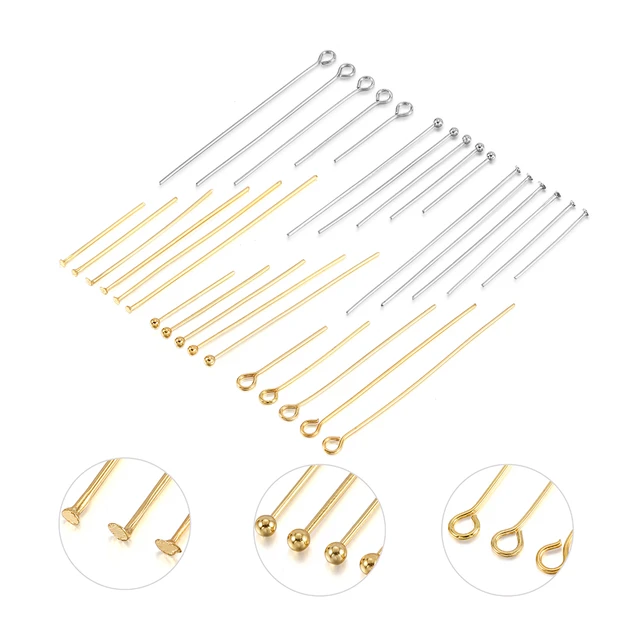 100pcs Stainless Steel Flat Head Pins With Gold And Silver Ball Jewellery  Making Findings