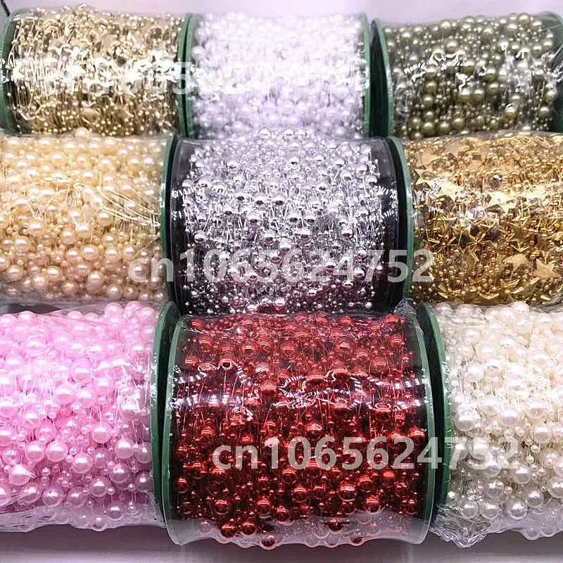 

Artificial Pearls Flower Beads Chain Garland, 5 Yards, 3-8mm Fishing Line - Wedding Party Decoration DIY Accessories Flowers