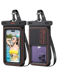 Floating Waterproof Phone Pouch with IPX8 Protection - 3 Pack (Orange)