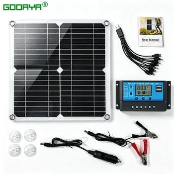 Kit Pannello Solare 400W Completo con Doppia Uscita 12V 5V DC USB e Regolatore Solare 10A-100A per Ricarica Batterie Auto, Yacht, Camper