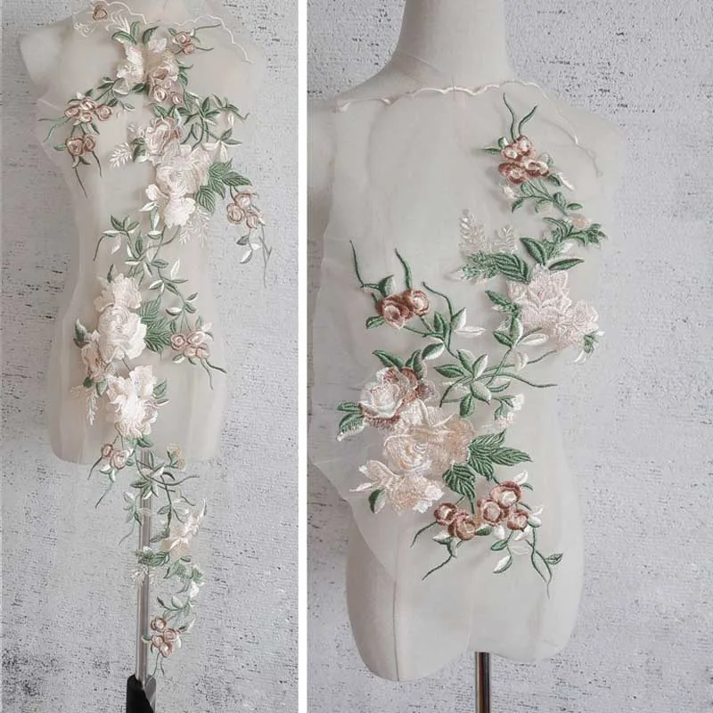 Floral Pink Embroidery Patch Applique