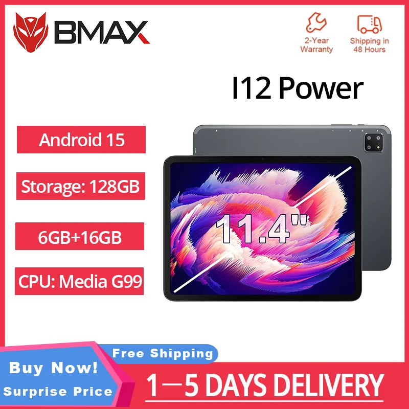 BMAX I12 파워 안드로이드 15 태블릿 11.4인치 90Hz 2.4K IPS 미디..