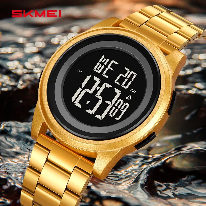 SKMEI 2379 Luxury Stainless Steel Waterproof Watch for Men Electronic Sports Digital Mens Wristwatches Man Clock Reloj Masculino