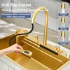 Gold 304 Stainless Steel kitchen Waterfall Sink,Vegetable Washing Basin,Large Single Slot,Middle And Lower Basin,Thickened 4