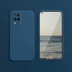 Square Liquid Silicone Soft Case - Solid Full Cover for Realme 6 (6S) (Blue)