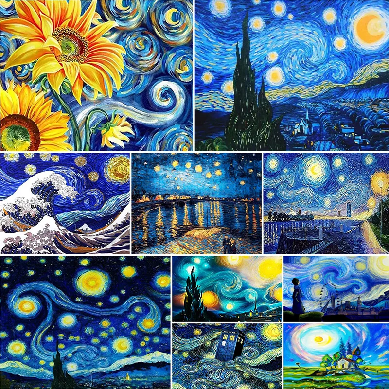

Van Gogh Abstract Acrylic Paint Paintings By Numbers Starry Sky Picture for Adults Crafts Home Decoration Wall Art Painting