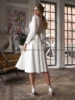 ADLN Jewel Long Sleeves Short Bridal Dresses A-line Bride Dress Sexy Back Tea Length Little White Gown Wedding Reception Wear 5
