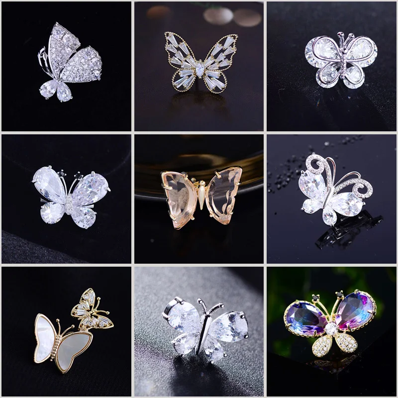 

Korean Cute Little Butterfly Collar Pins Elegant Temperament Cubic Zircon Personality Simple Insect Lapel Pin Clothing Brooch