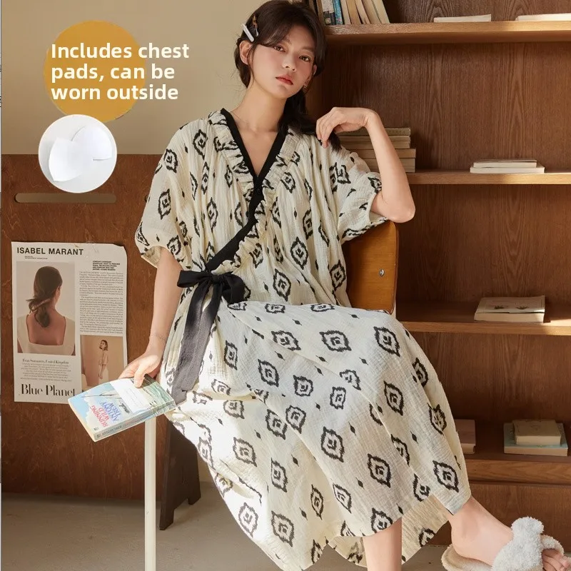 Cloud cotton nightgown [with breast pads] yin 902