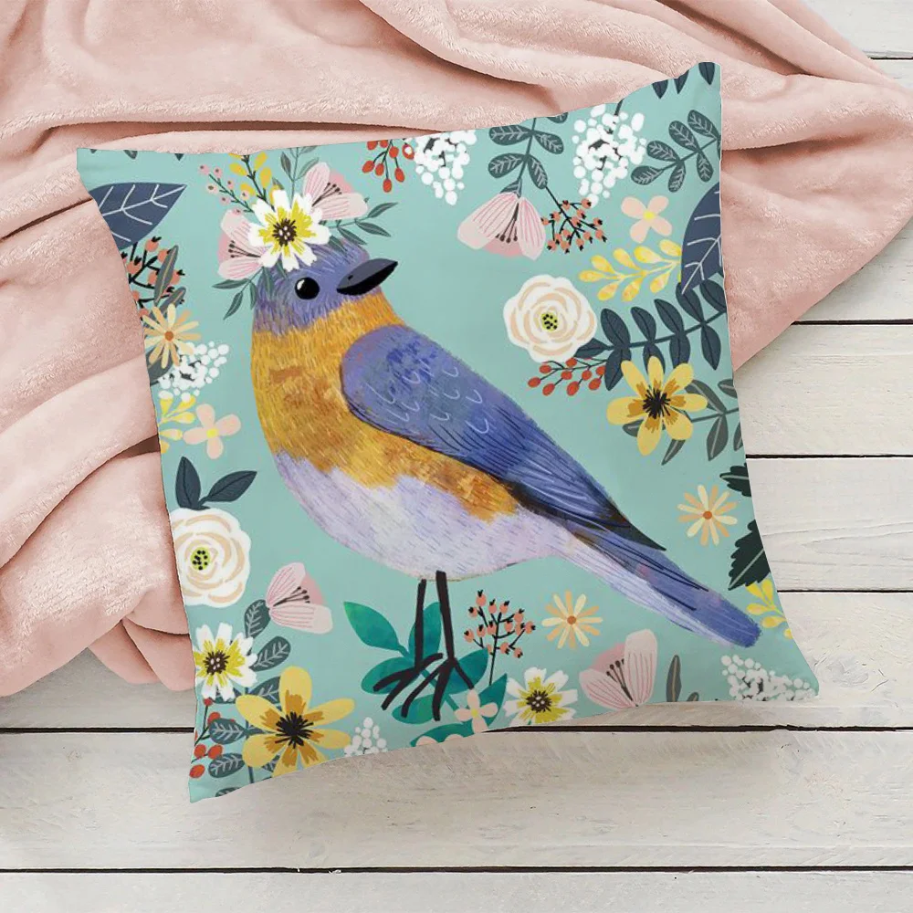 

Floral Friends Animal Custom Pillow Cover Luxury Cushion Covers Throw Pillows Decorative Sofa Cushions Fall Decoration 45*45