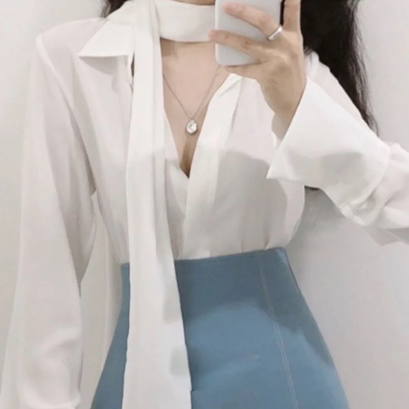 summer 2022 New temperament celebrity style sexy feminine streamer slightly transparent commuter long-sleeved shirt top women 2022 women s casual fashion new jeans mid waist temperament commuter washed ripped loose jeans