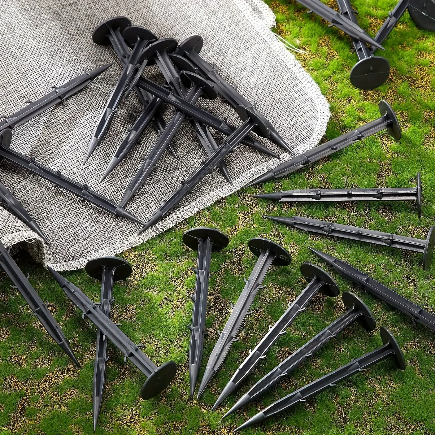 50pcs Garden Ground Nails Black Plastic Fixing Greenhouse Film Spike Weed Mat Insert Arc Peg Floor Cloth Stake Lawn