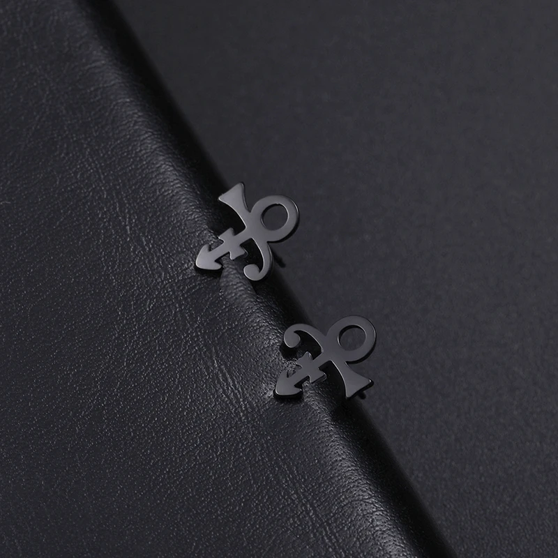 Mini Prince Symbol Cufflinks Earrings Stainless Steel Ear Studs Vintage Style New Fashion Birthday Party Jewelry Gifts for Women 3