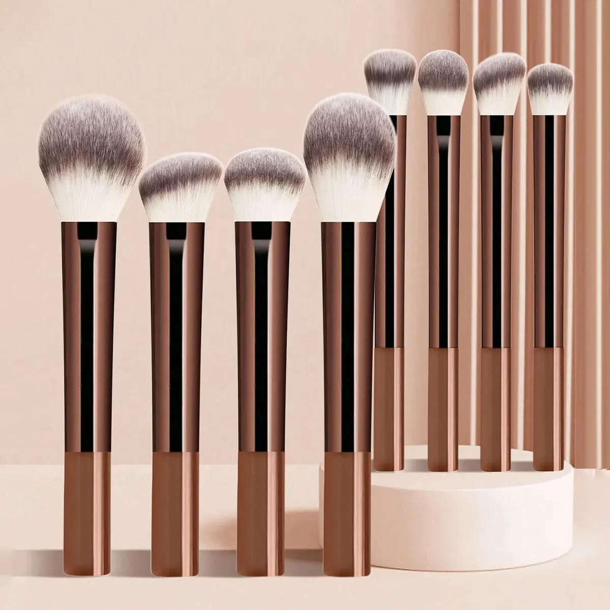 Professional Multifunctional Makeup Brush Set, 8pcs Long-Handle Makeup Brushes Including Powder, Blush, Foundation, Contour, Nos 2