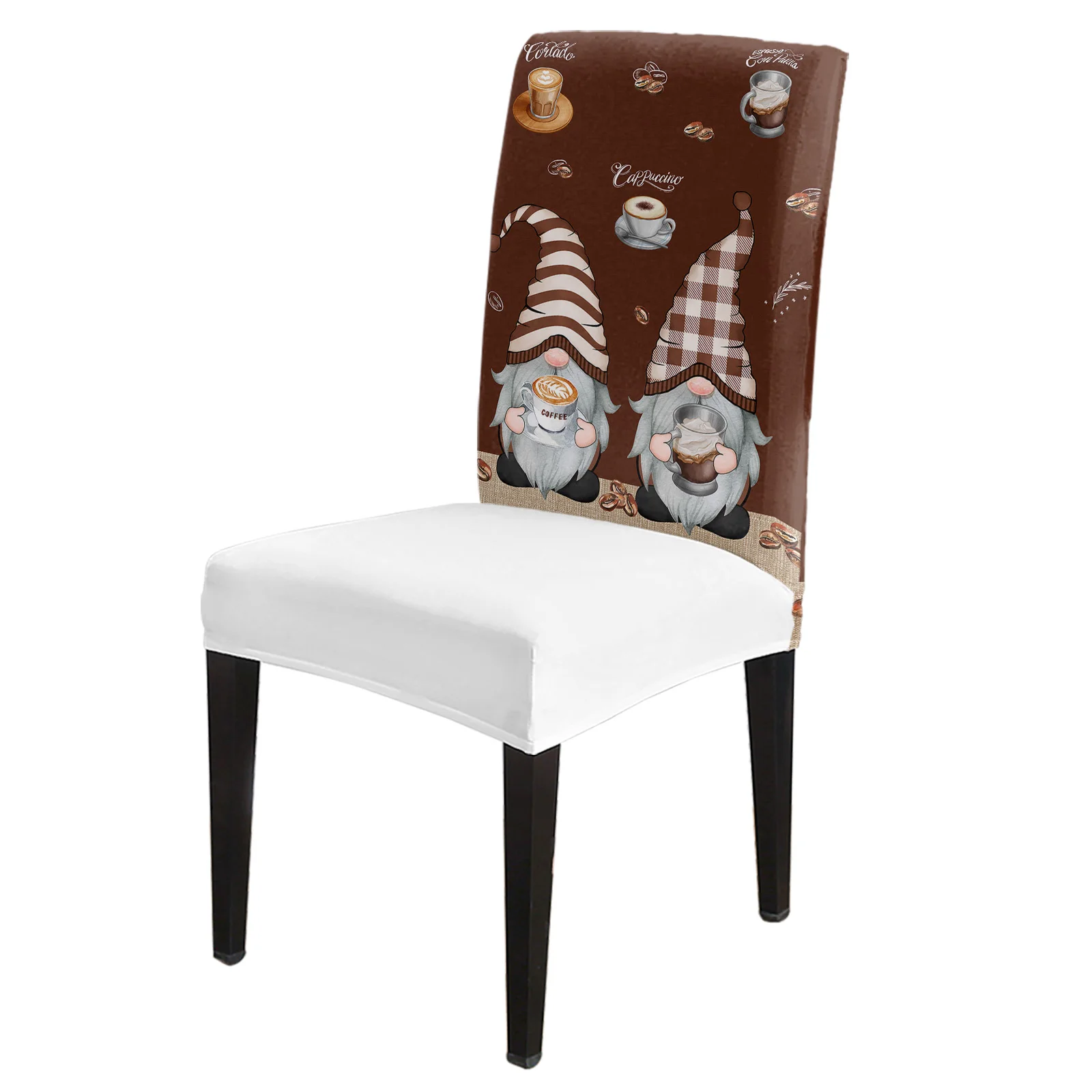 

Coffee Dwarf Coffee Beans Chair Cover Stretch Elastic Dining Room Chair Slipcover Spandex Case for Office Chair