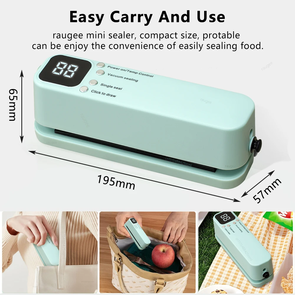 Vacuum Sealer Portable Mini Food Sealer USB Rechargeable Wireless Food Package Plastic Bags Automatic Vacuum Sealing Machine 6