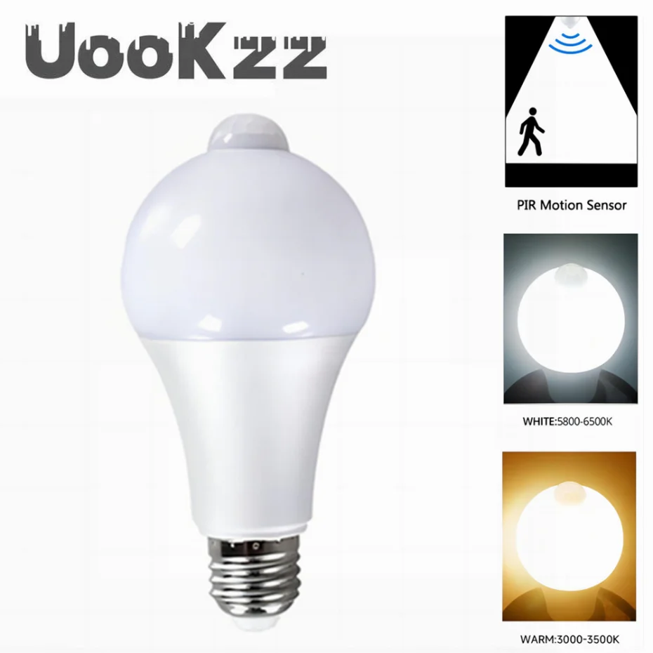 

220V E27 PIR Motion Sensor Lamp 9W 12W 15W 18W LED Bulb with Motion Sensor Infrared Radiation Motion Detector Security Light