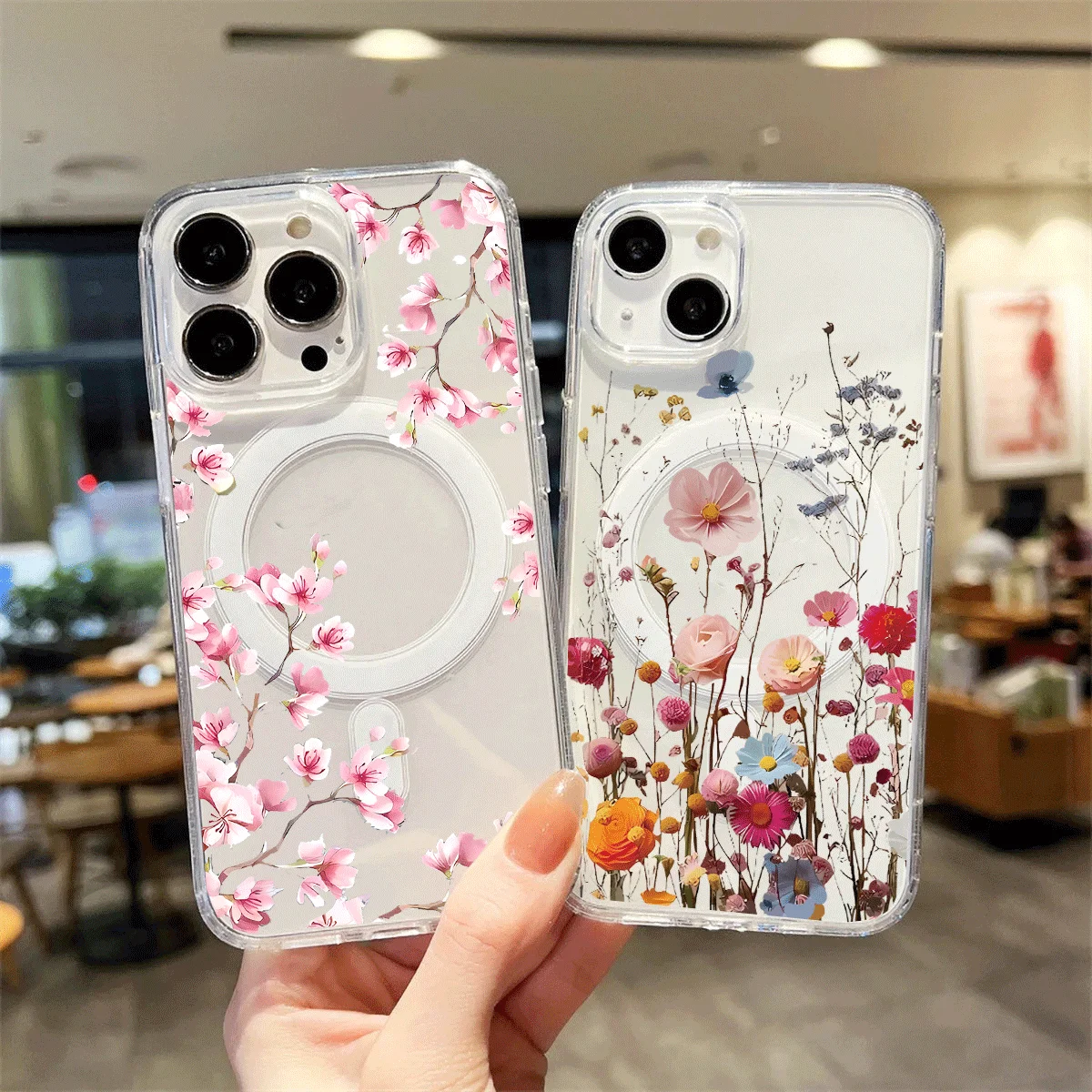 Wireless Charging Plum Blossom Floral Phone Case