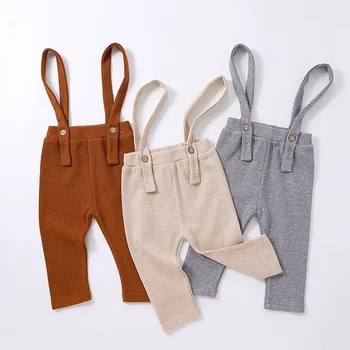 신생아용 바지, 남아용 점프수트, 2023 가을 겨울 바지, 여아용 캐주얼 턱받이 바지 작업복