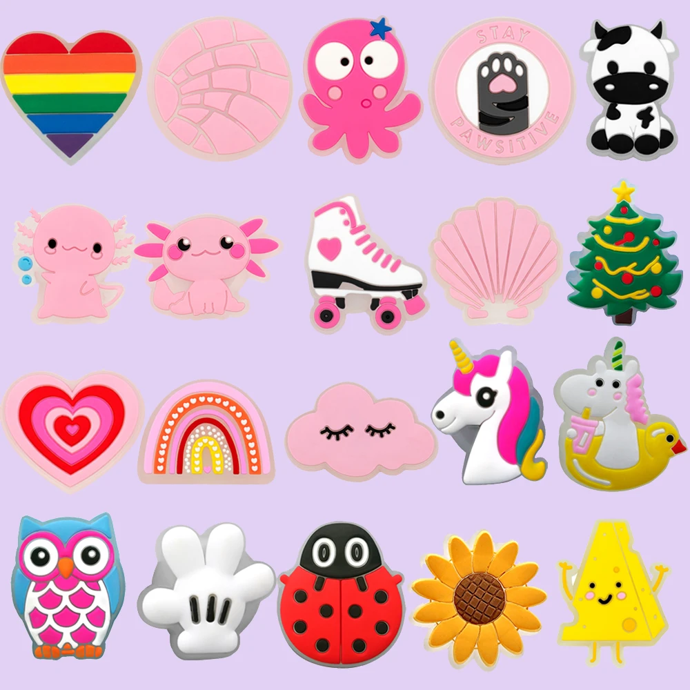 LED 신발 참 세트, 귀여운 동물 크리스마스 트리 농구 신발 액세서리, 클로그 핏, 남성 진 세트, 신발 펜던트, 5-20 개