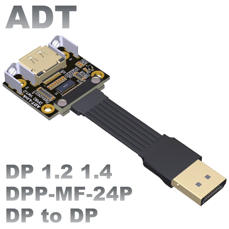 

DP штекер-гнездо Расширенный линейный displayport DP1.2/1,4 Угловое соединение плоский тонкий кабель для подключения графической карты