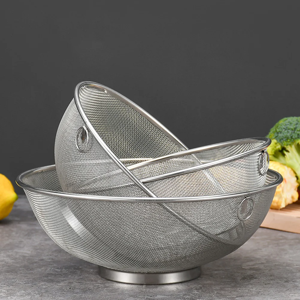 

Colander Bowl Stainless Steel Vegetable Washer Strainer Mesh Drain Wash Basket Rice Washing Basin Draining Vegetable Fruit Salad