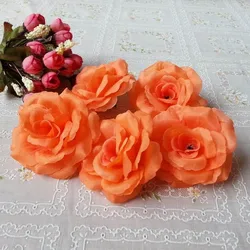 Elegant Dark Blue Silk Rose Flowers - Set of 10 for Wedding and Home Décor (Orange)