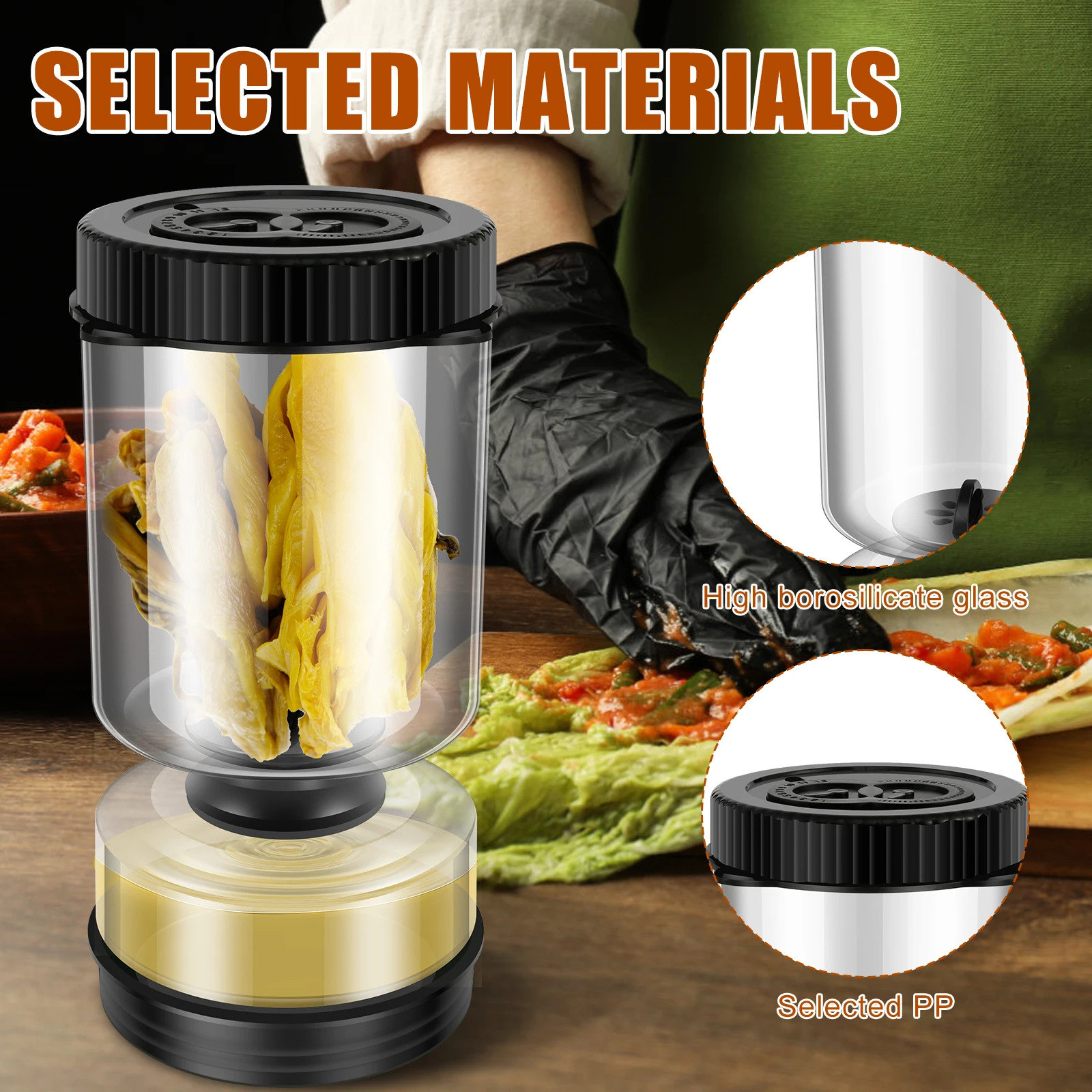High Borosilicate Glass Pickle Jar for Cucumbers Onions Carrots Airtight Pickle Hourglass Jar Reusable Juice Separator,olive pickle strainer jar,olive and pickle strainer jar,pickle storage container