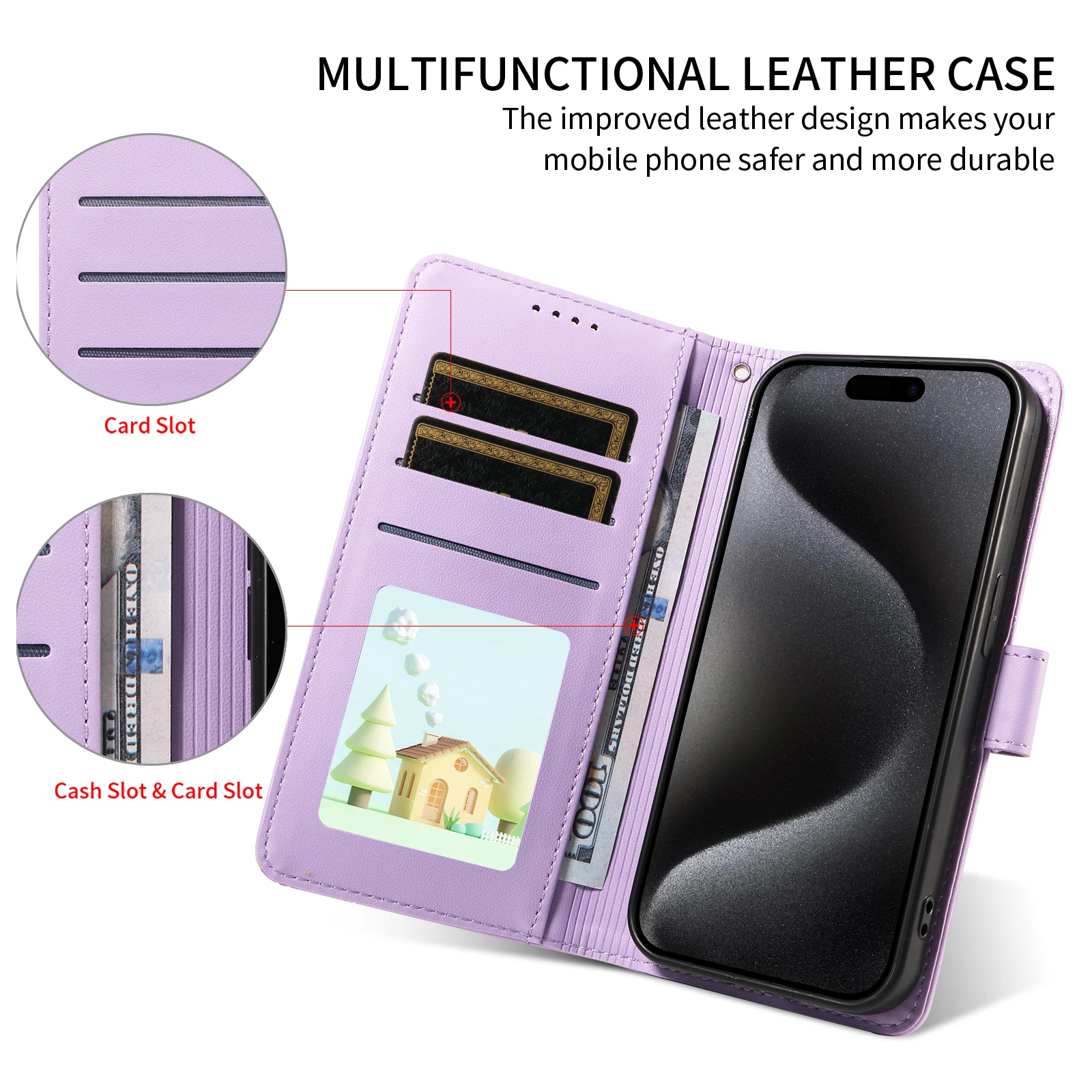 3D Dog Pattern Leather Wallet Flip Phone Case